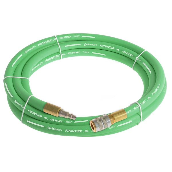 3/8" x 15' Green EPDM Air Hose, 300 PSI, 3/8" Ind. Interchange M+F QC